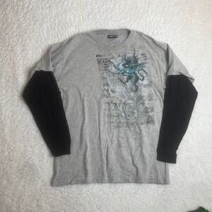 Y2K long sleeve hybrid shirt skater grunge men's M